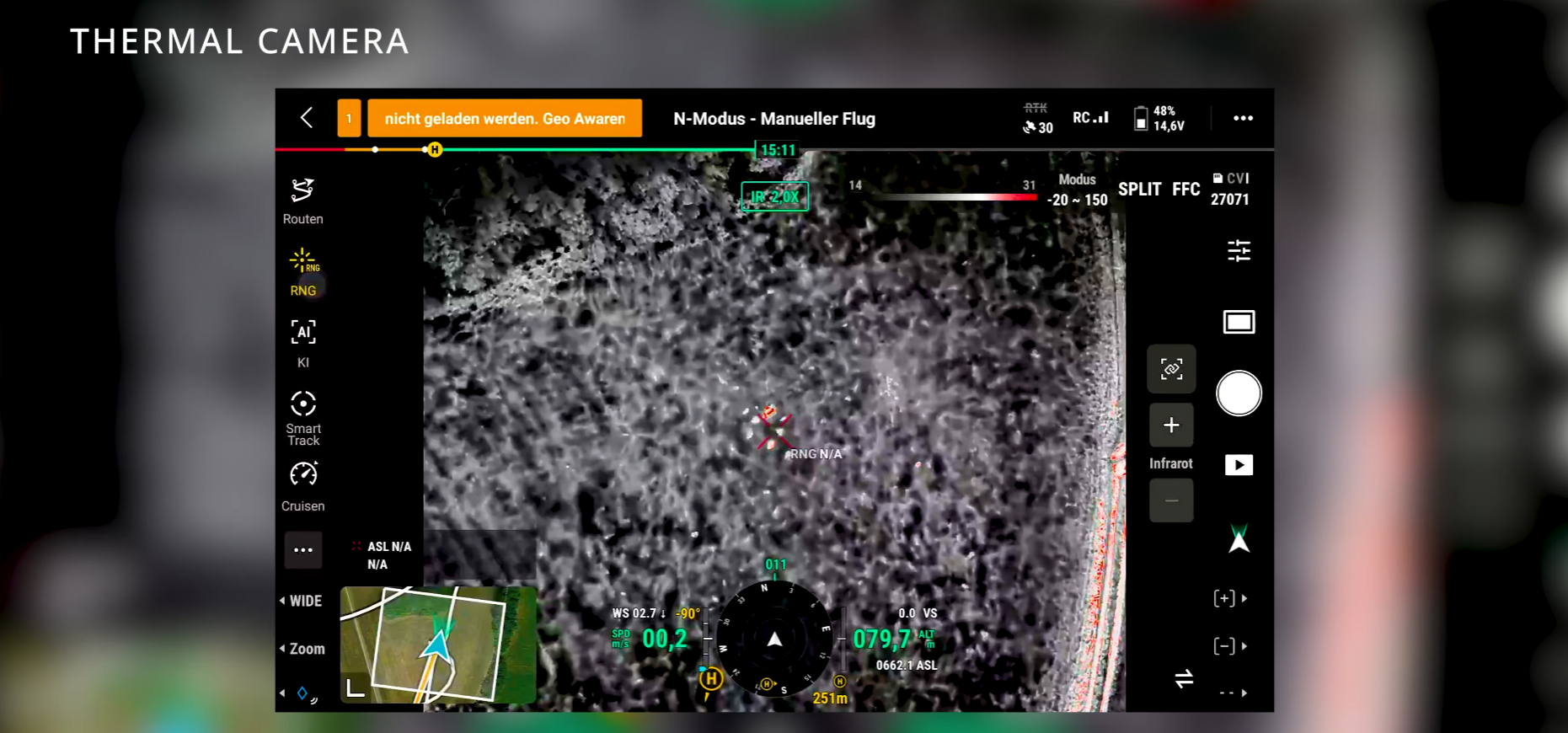 Hőkamerás DJI Enterprise drón vadmentési feladat közben