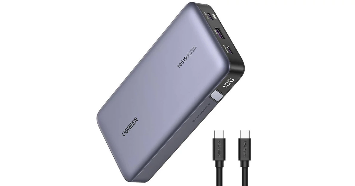 Power Bank UGREEN Nexode 25000mAh 145W - Ricarica Rapida PD3.1 140W, 3 Porte, Display LED, Per MacBook, IPhone, Galaxy