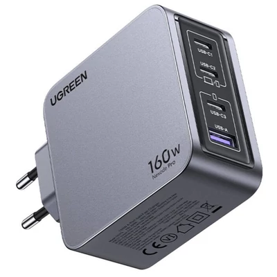 Ugreen Nexode Pro 160W Wall Charger - GaN - USB - 3x USB-C -Gray