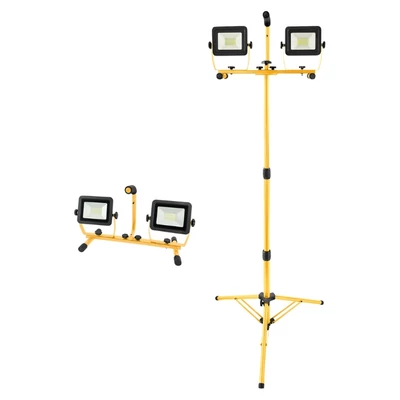 Hordozható LED Lámpa - 2×30 W - Reflektor - 2×2700 Lm - Teleszkópos állvánnyal - 230V-50Hz