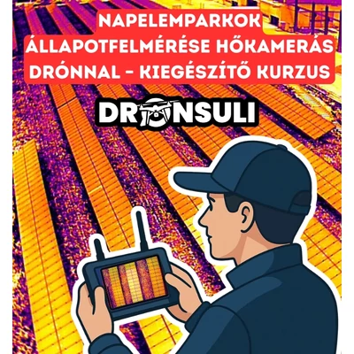 Napelemparkok állapotfelmérése hőkamerás drónnal - Kiegészítő videós kurzus - Drónsuli
