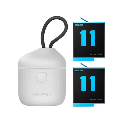 Telesin 3 Slot Waterproof Charger Box + 2 Batteries for GoPro Hero 11/10/9
