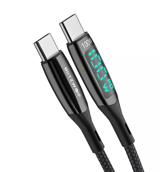 Blitzwolf 100W USB-C cable to USB-C, 1.8m - Black