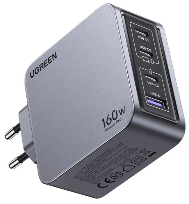 Ugreen Nexode Pro 160W Wall Charger - GaN - USB - 3x USB-C -Gray