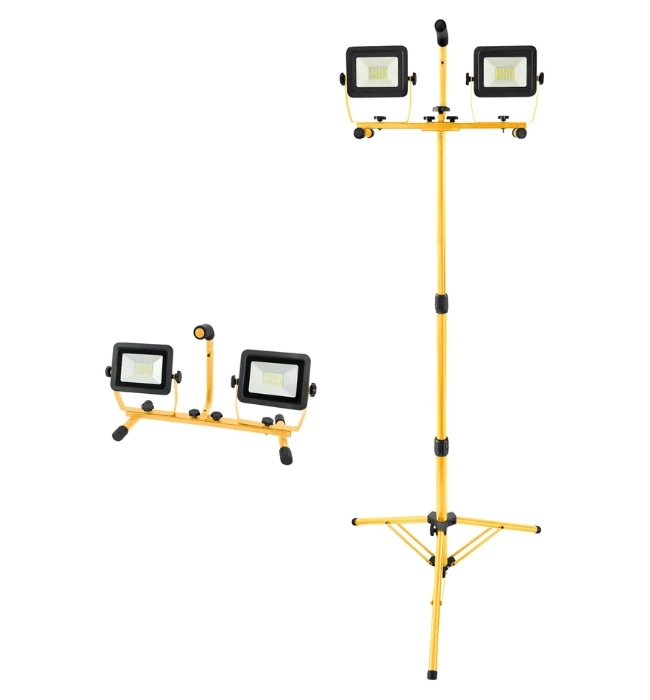 Hordozható LED Lámpa - 2×30 W - Reflektor - 2×2700 Lm - Teleszkópos állvánnyal - 230V-50Hz