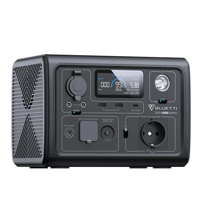 Bluetti EB3A Hordozható Áramforrás | 600W 268Wh