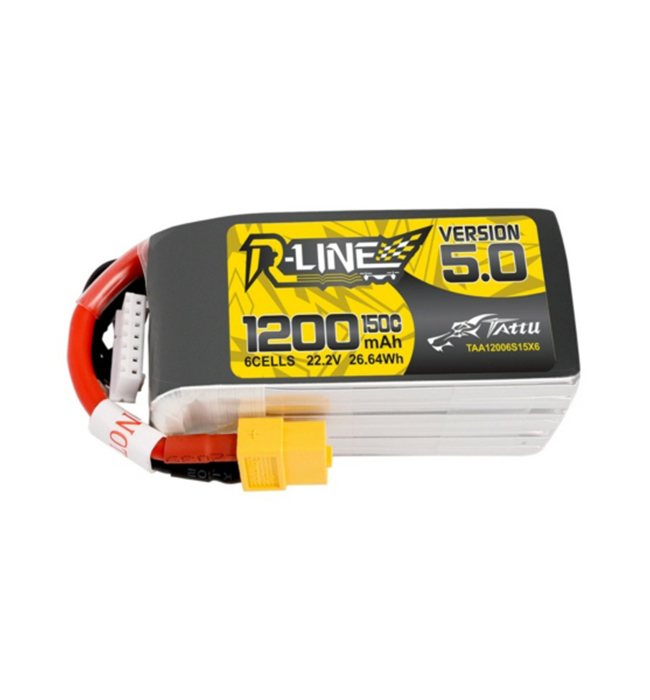 Tattu R-Line V 5.0 6S1P 22.2V 1200mAh 150C Lipo Akkumulátor XT60 Plug-al